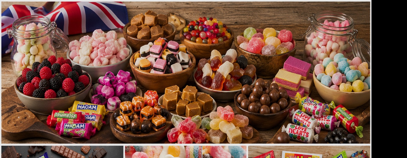 Colourful British sweets and chocolate